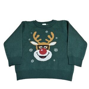 PatPat Reindeer Pullover Sweater Babies 2Y Green Long Sleeve Christmas